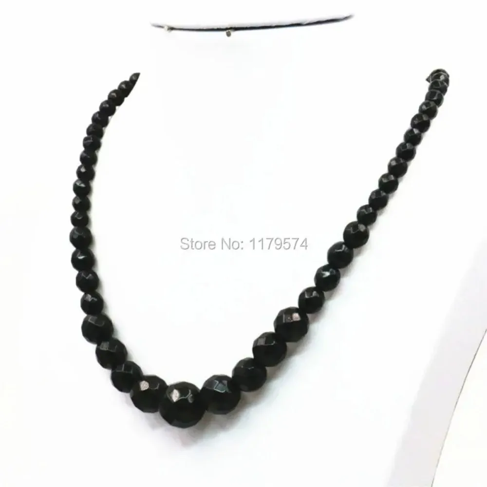 6-14mm Accessories Black Onyx Tower Necklace Chain Women Girls Christmas Gifts Stone DIY Faceted Fashion Jewelry making Design