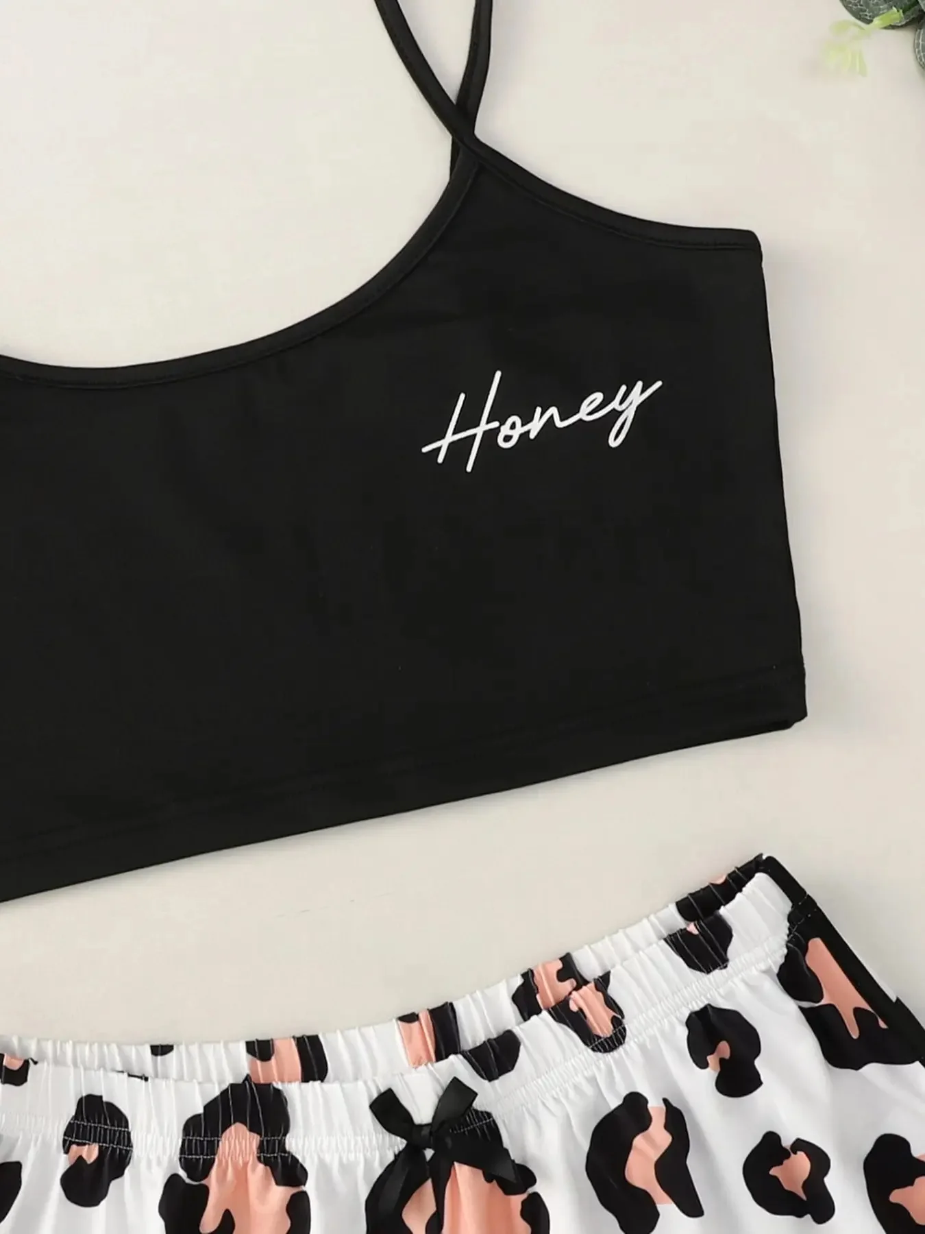 Women\'s 2pcs Cute Soft Comfy Sexy Set Letter Leopard Print Sleeveless Sleepwear & Loungewear Summer Pajama