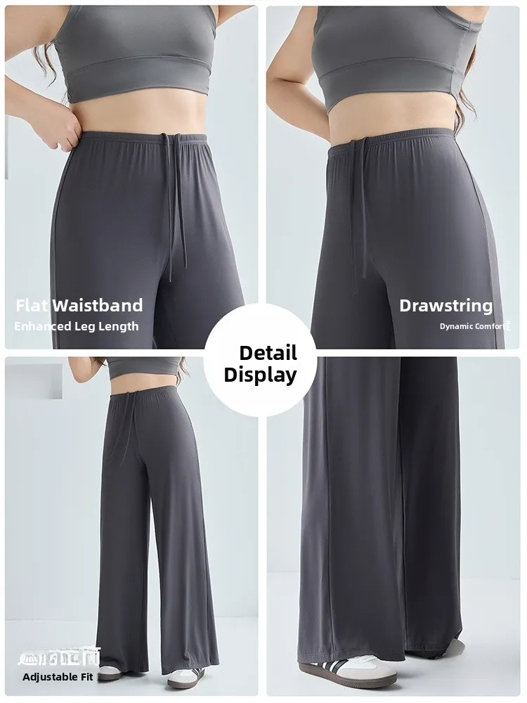 Casual solto calças de yoga femininas finas facionable perna reta calças compridas plus size confortável cintura elástica bot