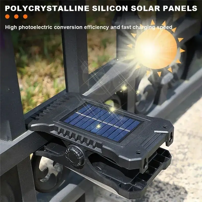 B03C-Solar Garden Light Outdoor Solar Clip Light Waterproof Camping Light Fence Street Landscape Wall Decoration