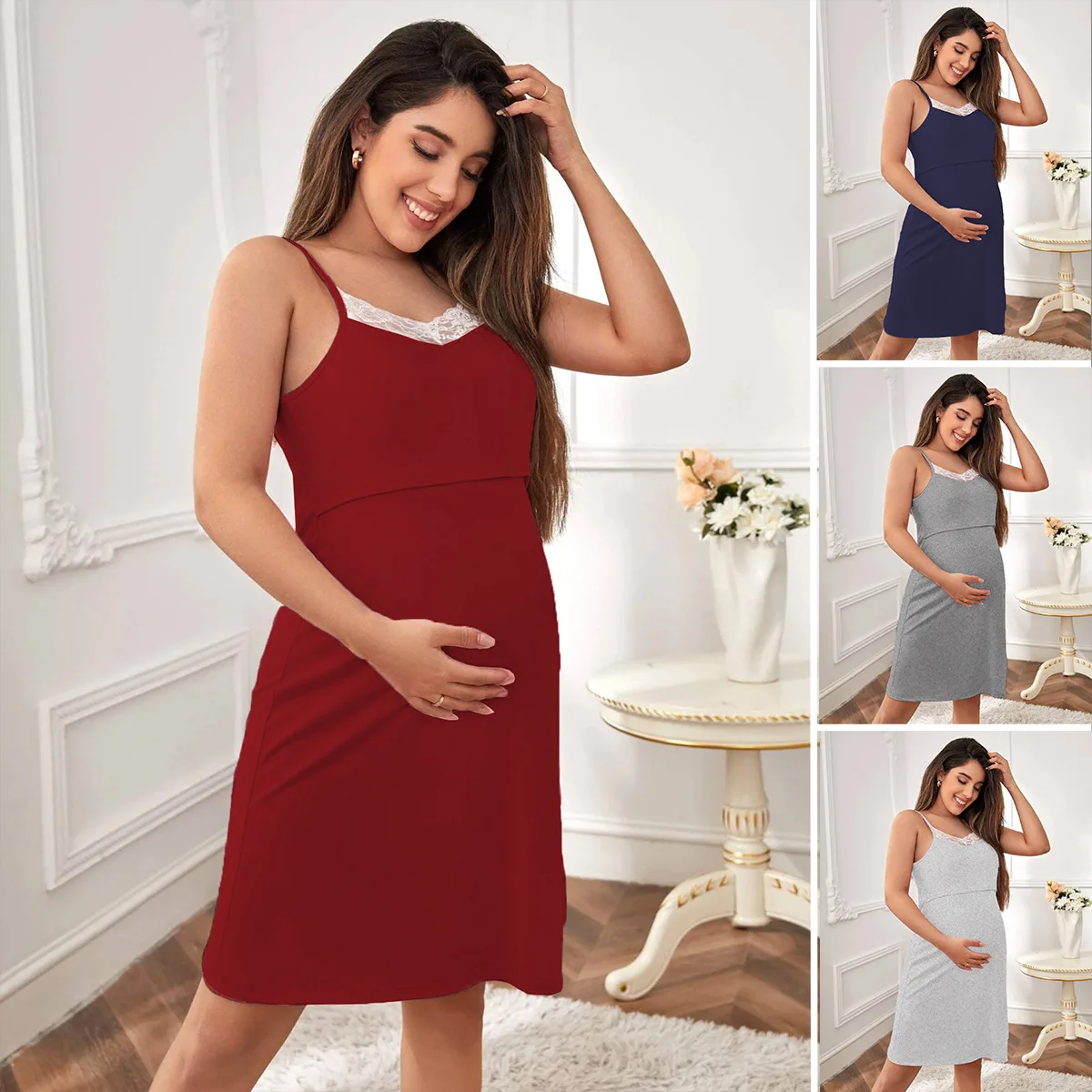 

Maternity Pajamas Nightgown Camisole Dress Pregnant Women Nightwear Sleeveless Sleepwear Night Dress Home Nursing Clothing