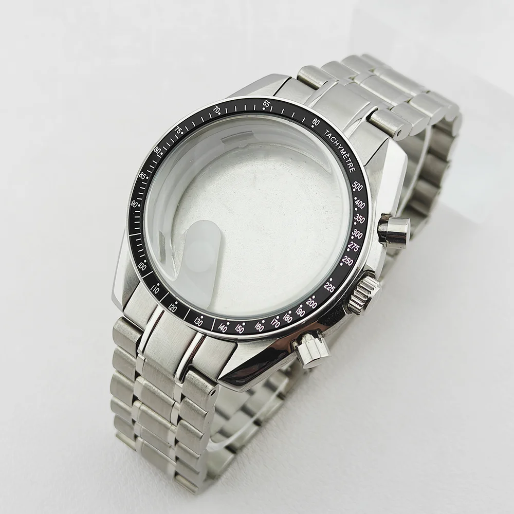 VK63 Case Moon Watch Case 39.7mm Metal Case 20mm Strap VK63 Watch Head Watch Accessories Silver Black  Assembled Case