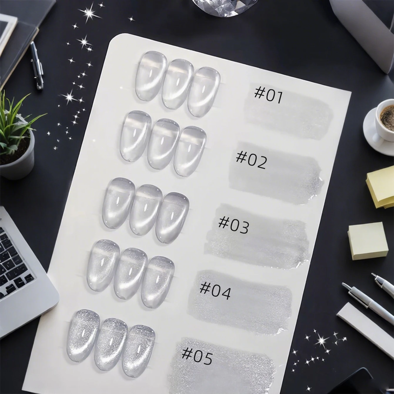 10ML 1-8pcs 2026 New Style Clear Universal White Glass Beads Cat Eye Magnet Gel Nail Polish Suitable For Toe Nails White Nails