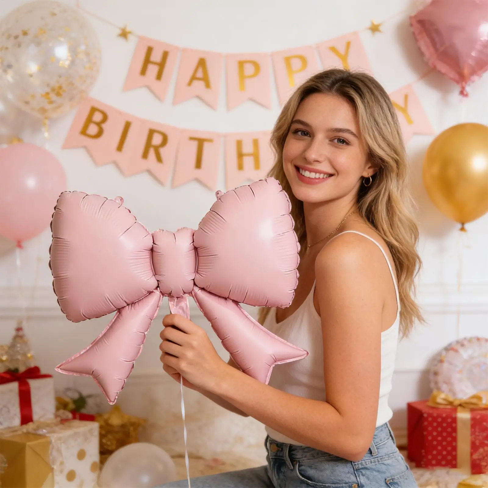 6 Stück Schleifenballons, Valentinstagsdekorationen & Foto-Requisiten-Ballons für Geburtstag, Hochzeit, Brautparty, Abschlussfeier
