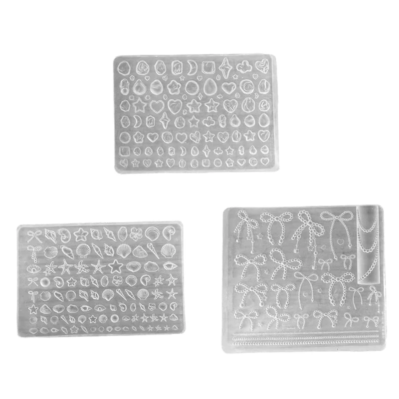

D46E Silicone Art Mold Charm Mold Pearls/Shell/Bowknot Manicure Mould Perfect for Professional and Manicure