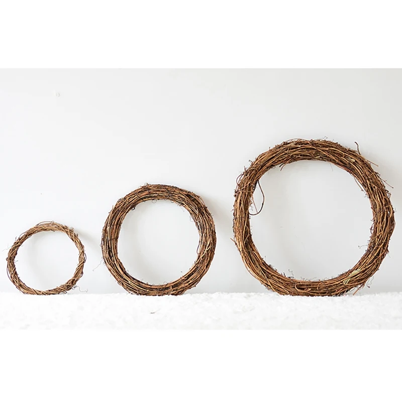 1 Pc Natural Dried Rattan Wreath Garland Christmas Halloween Easter DIY Craft Ring Door Wall Hanging Pendant Decor Durable