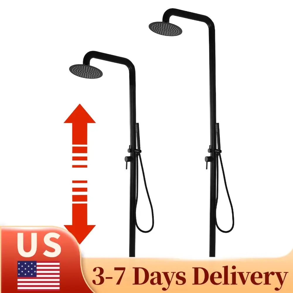 

Двухфункциональный отдельностоящий уличный душ черного цвета для установки на пол, для двора, сада, бассейна, пляжа