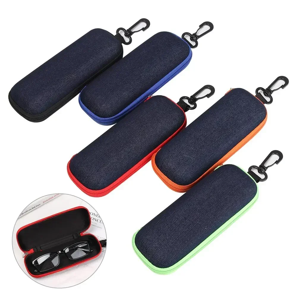 Denim Fabric Glasses Cases Zipper Sunglasses Protection Container Eyeglasses Pencil Case Reading Glasses Box Organizer Carry Bag image 6