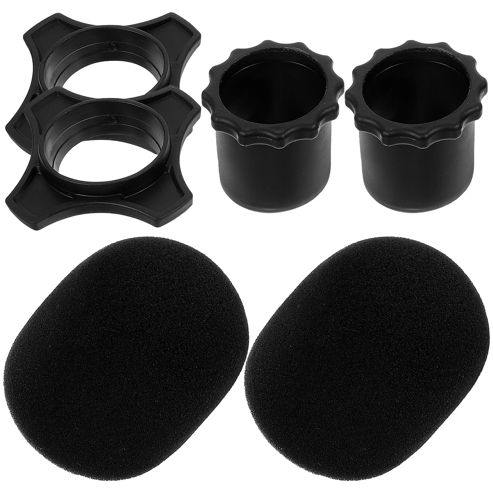 2 Sets Microphone Cover Sponge Protective Outdoor and Indoor Anti-fall Thickened Ktv Pop-proof (black Three-piece Set) 6pcs