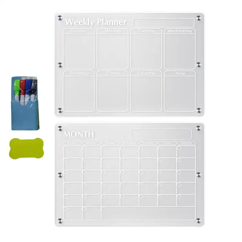 Magnetic Whiteboard Planner Board Kitchen Fridge Calendar Organizer Notepad Weekly Planner Whiteboard Refrigerator Magnets