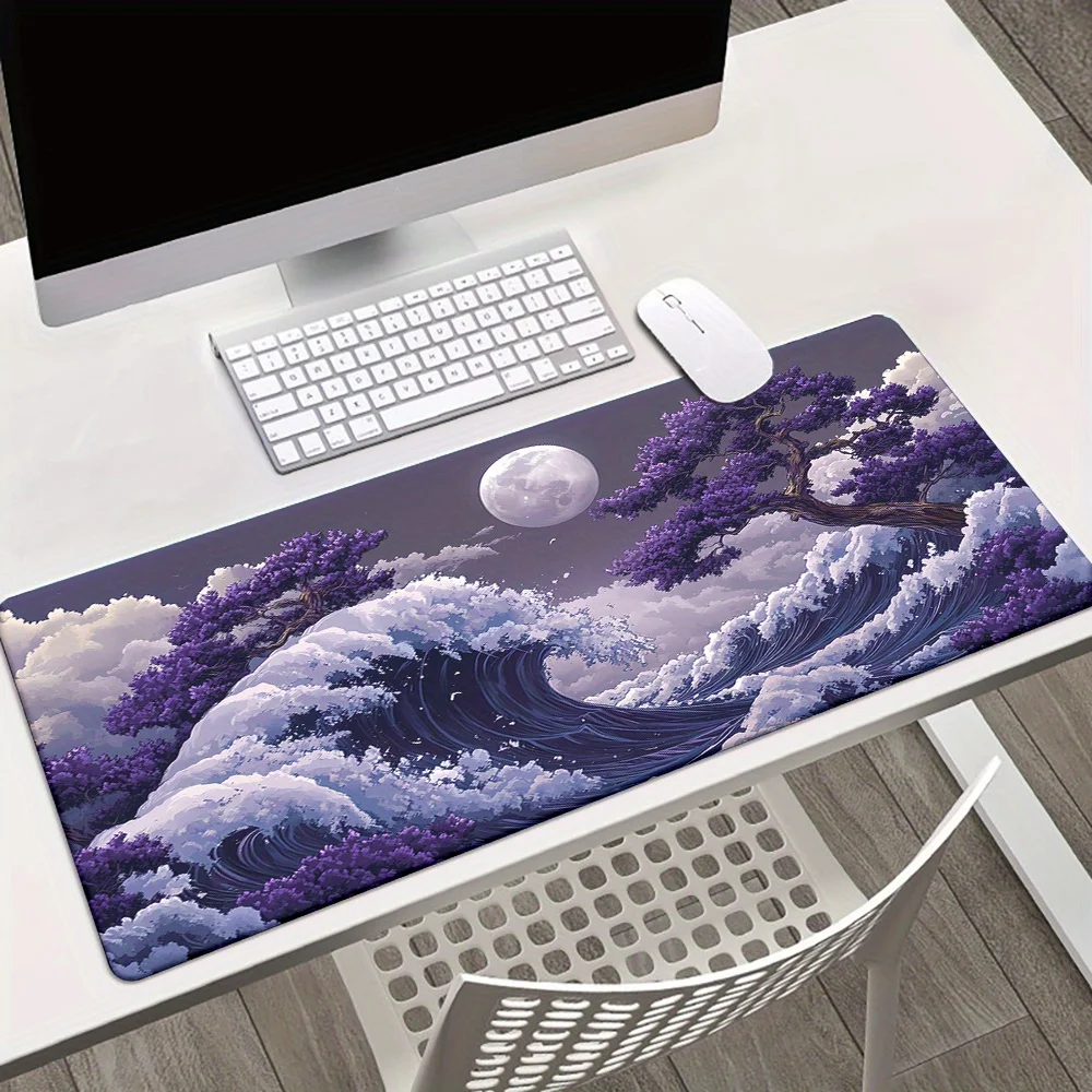 

1 шт., Ocean Wave & Tree Design, коврик для мыши светлого цвета, нескользящий резиновый коврик для игровой мыши, коврик для офисного компьютера, ПК, геймера, ноутбука