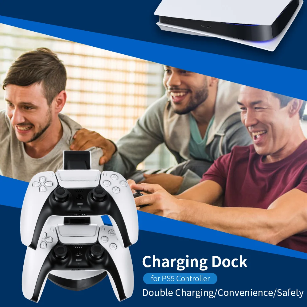 قاعدة شحن مزدوجة سريعة لوحدة التحكم اللاسلكية PS5، محطة شحن سريعة مزدوجة الإحساس من النوع C لملحقات PlayStation5
