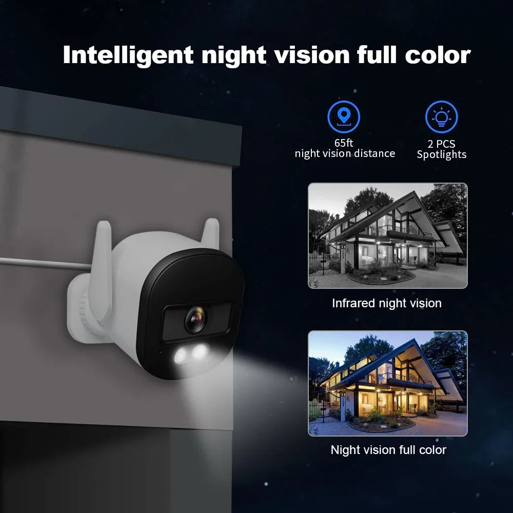 كاميرا تويا بوليت، خارجية، خارجية بدقة 4 ميجابكسل، 5 جيجا هرتز، واي فاي، مقاومة للماء، ثنائية الاتجاه، إنذار كشف الحركة، كاميرات IP مع أليكسا، جوجل، أونفيف