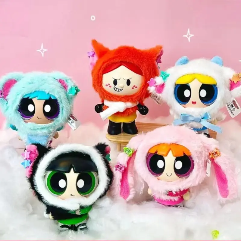 

Powerpuff Girls Animal Cape Series, плюшевая слепая коробка, мультяшная аниме-подвеска, супер кукла, загадочная игрушка для фанатов