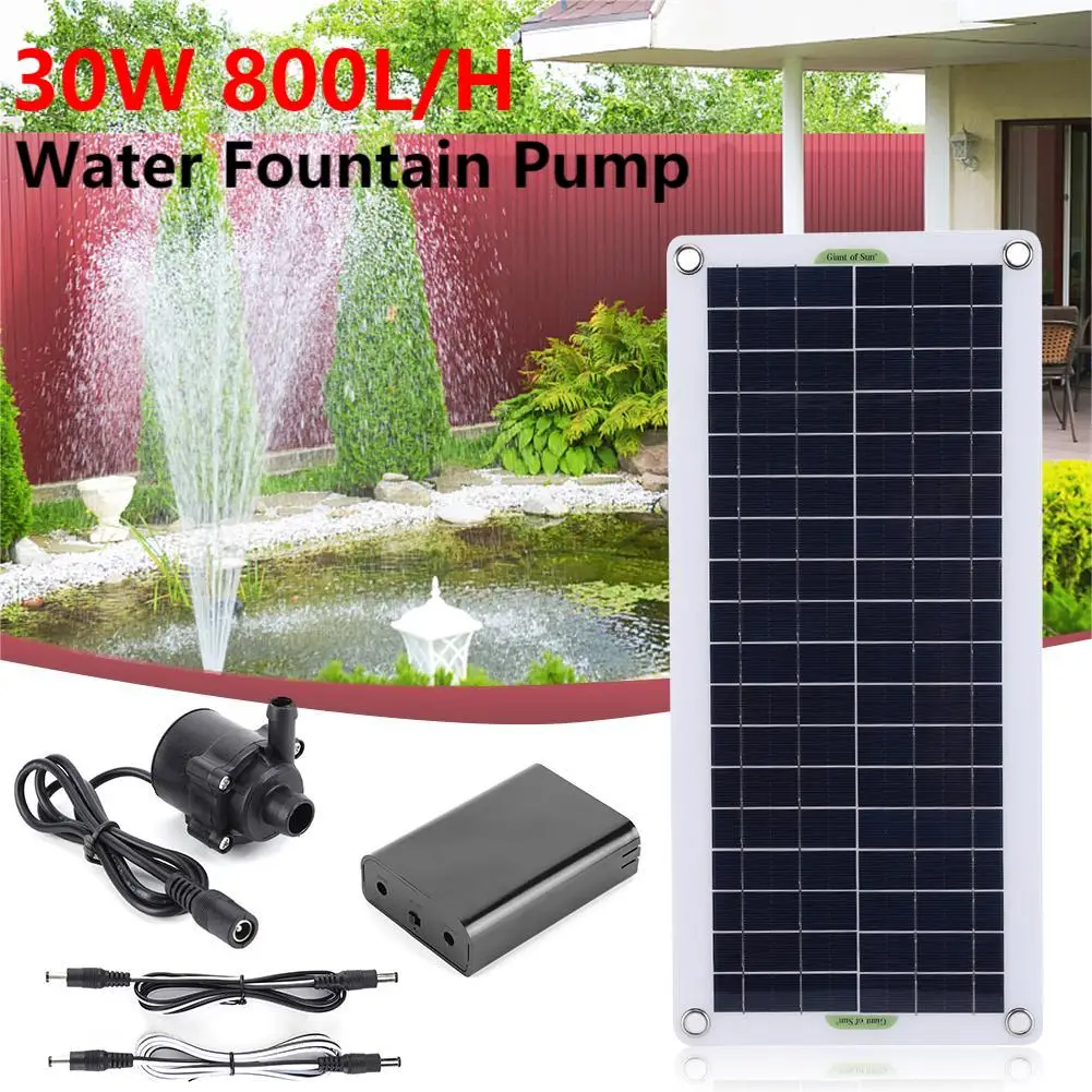 50W 800L/H Brushless Solar Power Water Pump Kit Ultra-quiet Submersible Water Pump Motor Fish Pond Garden Fountain Decoration