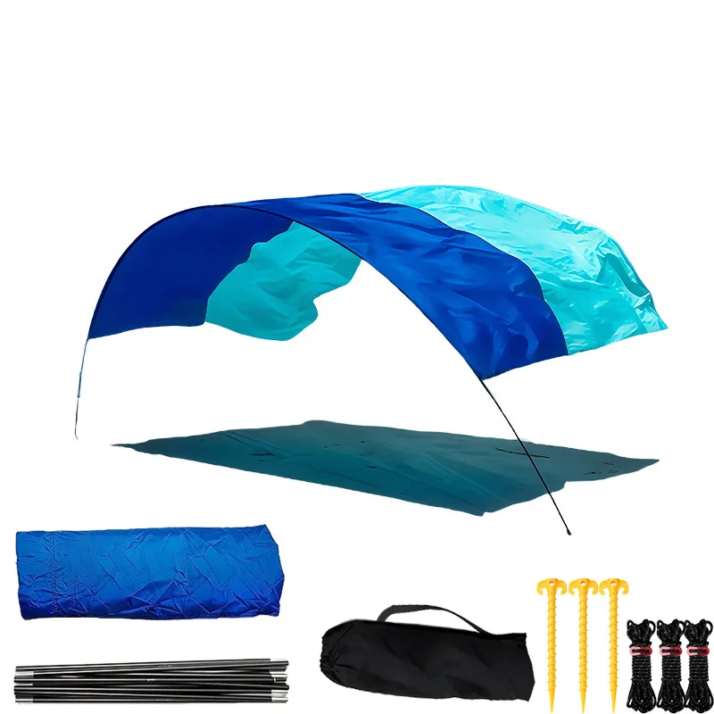 Outdoor Products Beach Canopy Wind Power Seaside Canopy Portable Sunscreen Awning Light Quick Open Beach Tent