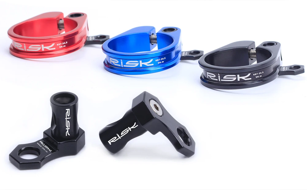RISIKO 31,8mm 34,9mm Fahrrad Sattelstütze Klemme Aluminium MTB Mountain Road Fahrrad Sattelstütze Klemme Titan Bolzen mit Kabel Organizer – Detail 2