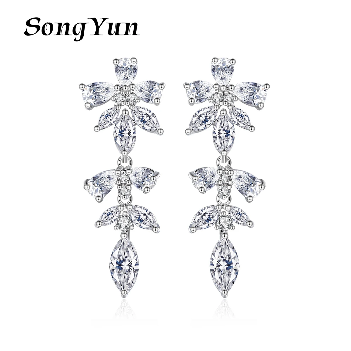 

SongYun Jewelry MHT Quality Brass Stud Earrings Dangle CZ 7A Zircon Classic Her Gift Women Earring Jewelry