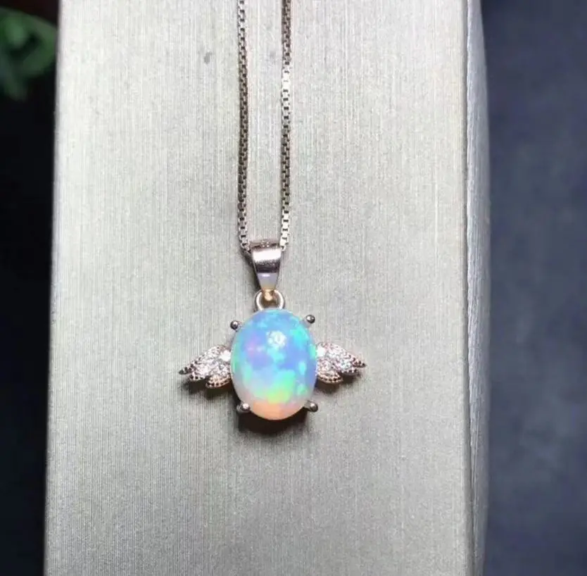 

Fine Jewelry New 925 Sterling Silver Natural Opal Necklace Pendant Luxury Jewelry Designer Necklaces Women