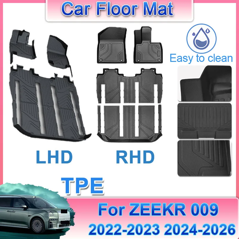 

RHD LHD Car Floor Mat For ZEEKR 009 2022-2023 2024-2026 TPE Interior Duty Waterproof Non-slip Trunk Carpets Protector Foot Auto