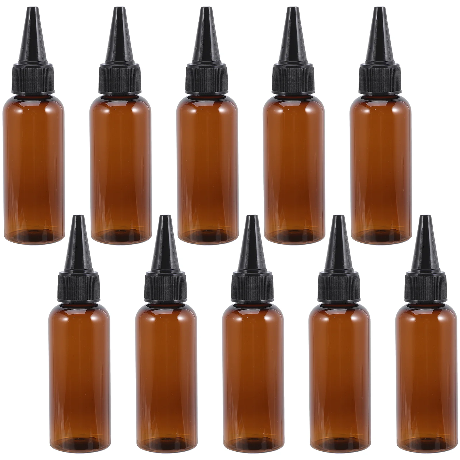 10 Pcs Brown Hair Oil Applicator Bottle Refillable Precision Tip For Coloring Products Shampoos Conditioners Tattooing Inks