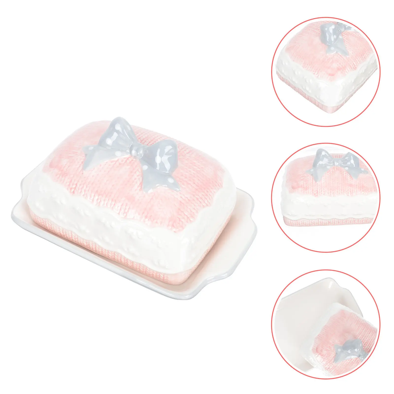 

Ceramic Butter Dish with Lid Rectangular Dessert Display Tray for Cheese Cakes Fruits Bread Ham Dishwasher Safe Kitchen Hotel
