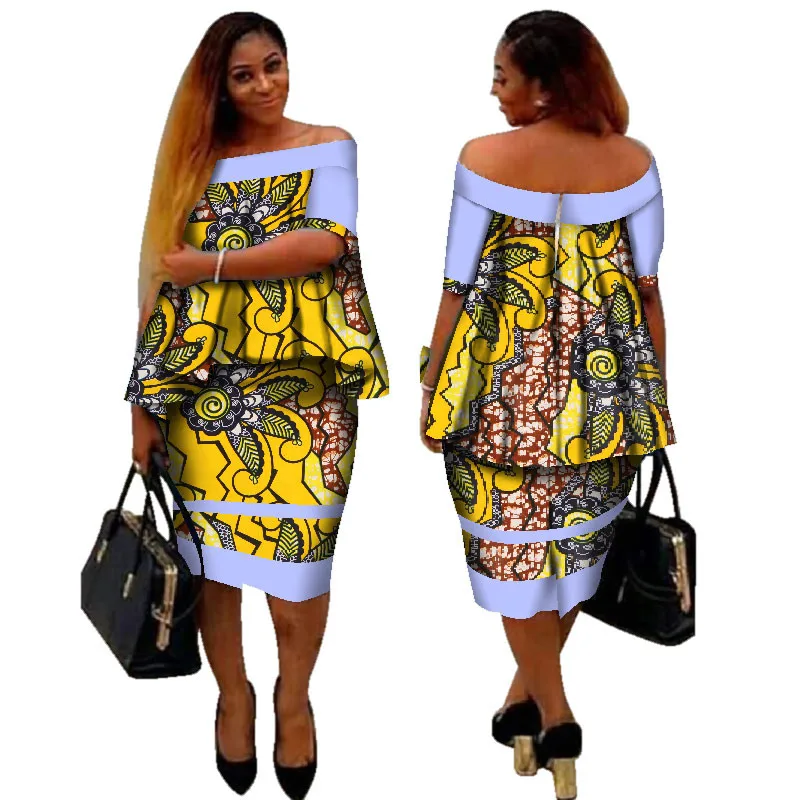 In Stock XL Size African Outfits for Women 2 Pieces Set Tops and Skirts Suits Set WY2400-XL-XH