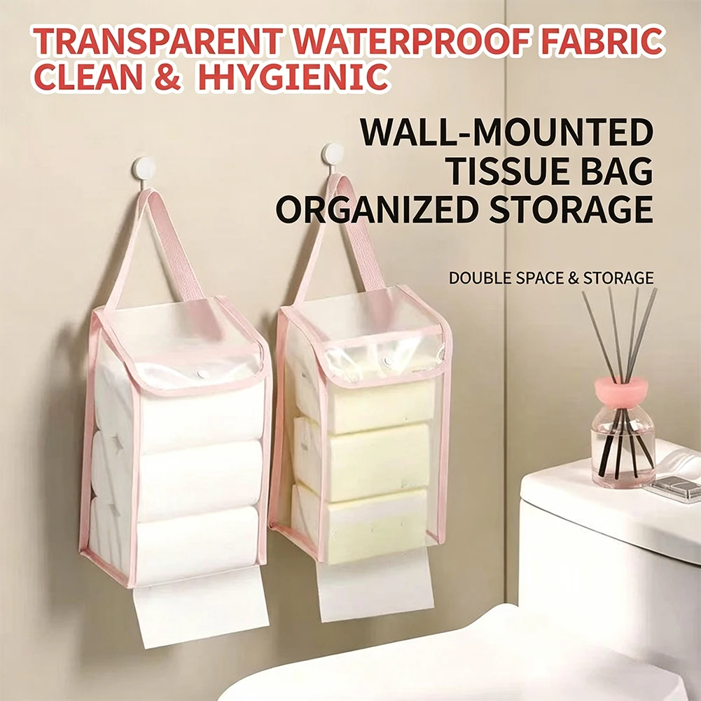 Wandmontierter Toilettenpapierhalter, Badezimmer-Taschentuch-Aufbewahrungstasche, wasserdichter Rollenpapierspender, tragbar, modernes, minimalistisches Design