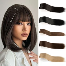 2Clips Increase hair volume Hair Extensions Synthetic Invisable Straight Hair Pads Clip In One Piece Top Side Cover