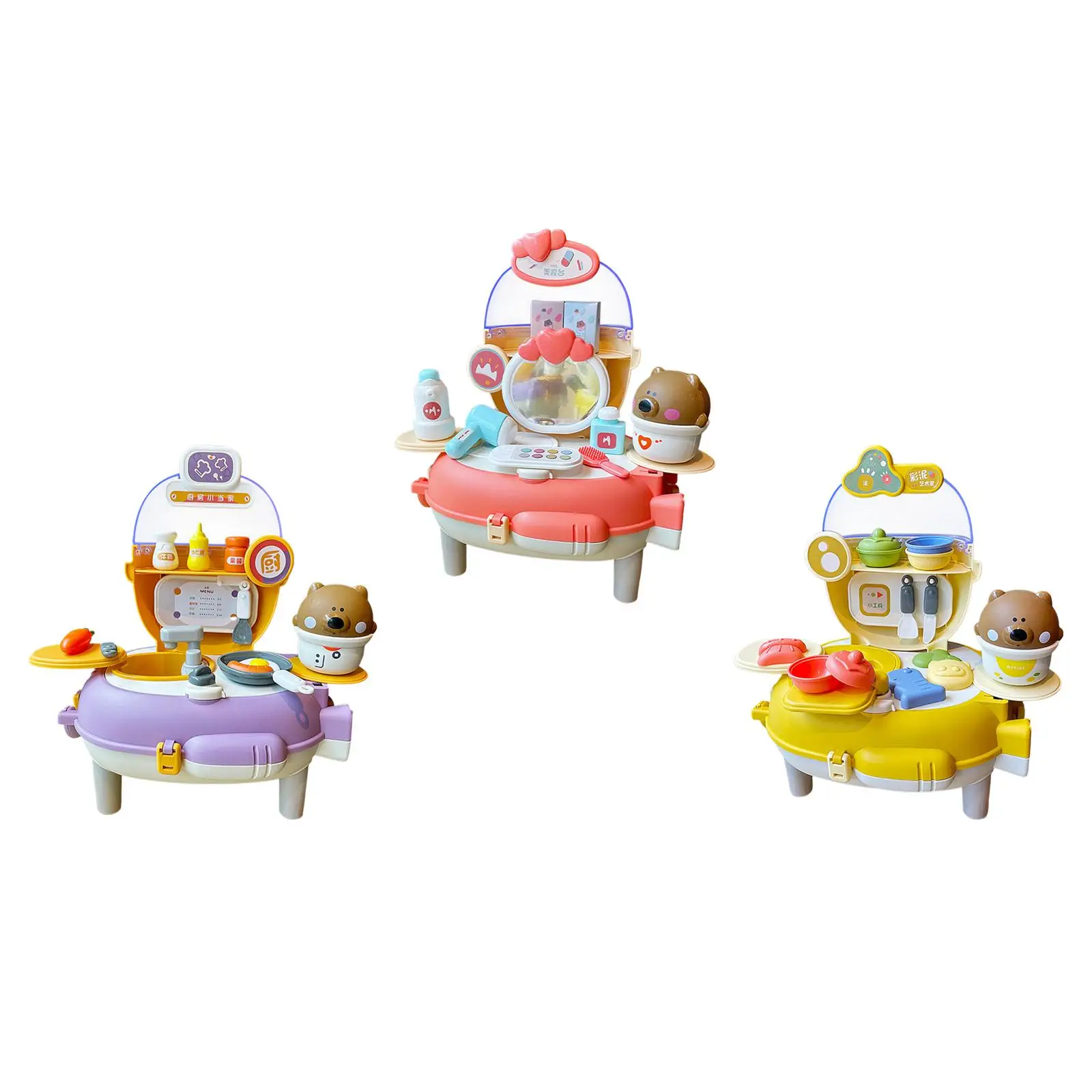 여아용 교육용 곰 배낭 모양 놀이 세트, 가정 여행