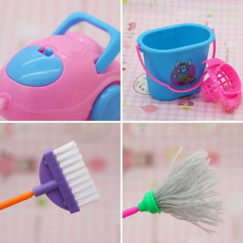9Pcs/Set Plastic House Cleaning Supplies Housework Accessories Simulation Mini Bucket Mop Brush Broom Learn Household Chores