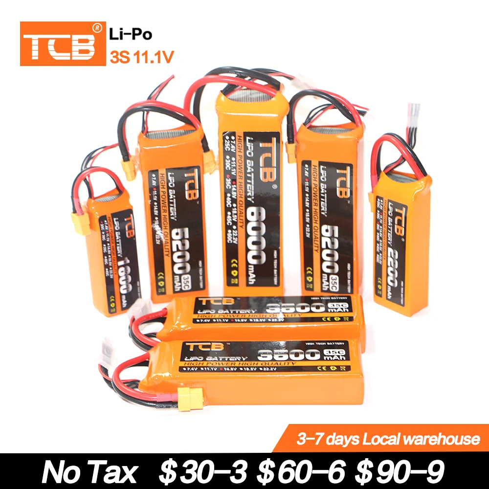 NEW TCB RC Airplane LiPo Battery 11.1V 2200 2600 3000 3500 4000mAh 25C 35C 60C For RC Aircraft Quadrotor Car Drone Battery LiPo