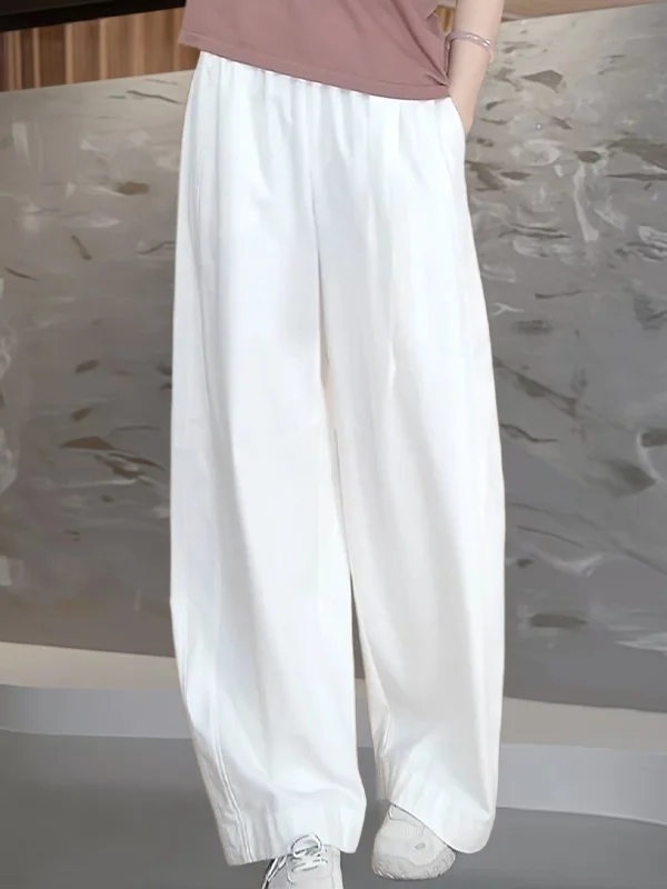 Loose Wide Leg Pants Women's Pure Color Casual Trousers Spring Season Versatile Drapey Fashionable Long Pants Lazy Style
