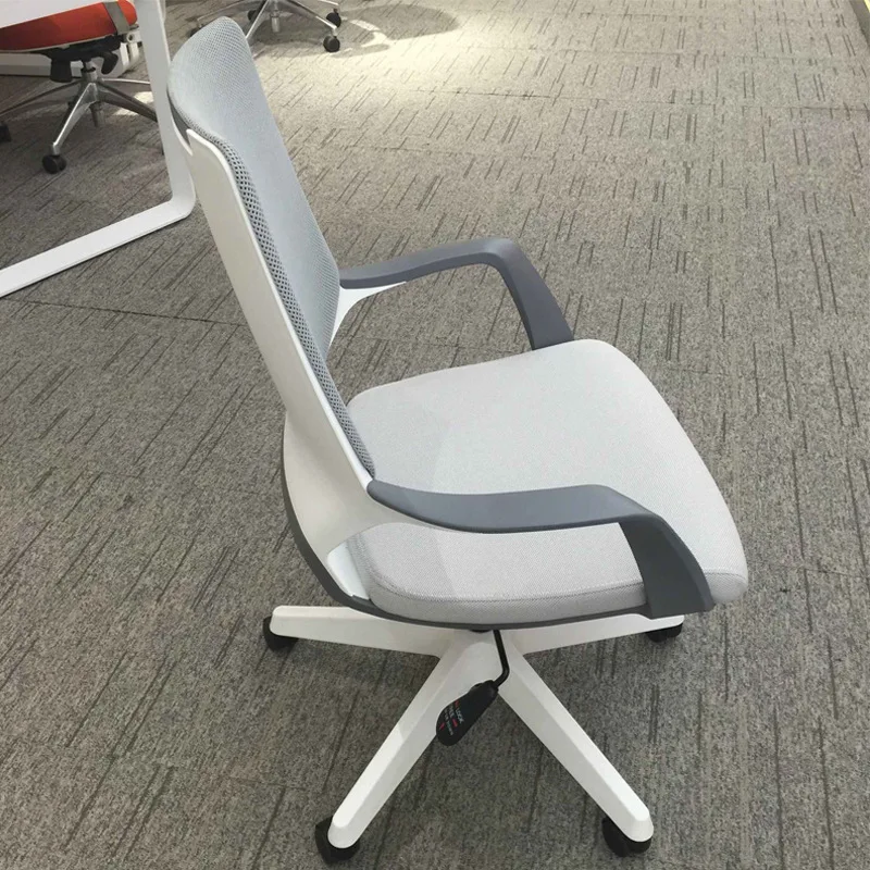 Armrest Lift Home Office Computer Swivel  Office Staff Chair Boss  Bow Conference  Grey Mesh