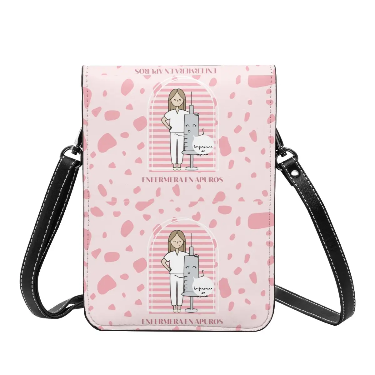 Doctor Nurse Cute Leather Crossbody Bags Enfermera En Apuros Leather Small Cell Phone Purse Bag Card Wallet Case Portable