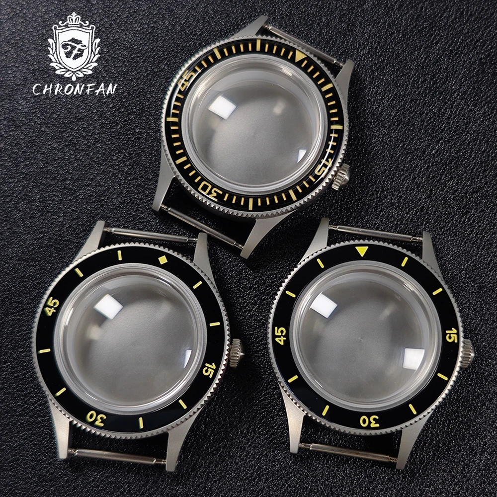 Bubble Sapphire Vintage 50-FATHOS Crystal Sandblast C3 Cassa per orologio con lunetta super luminosa Dive per NH34 NH35 NH36 NH70 NH72 20atm