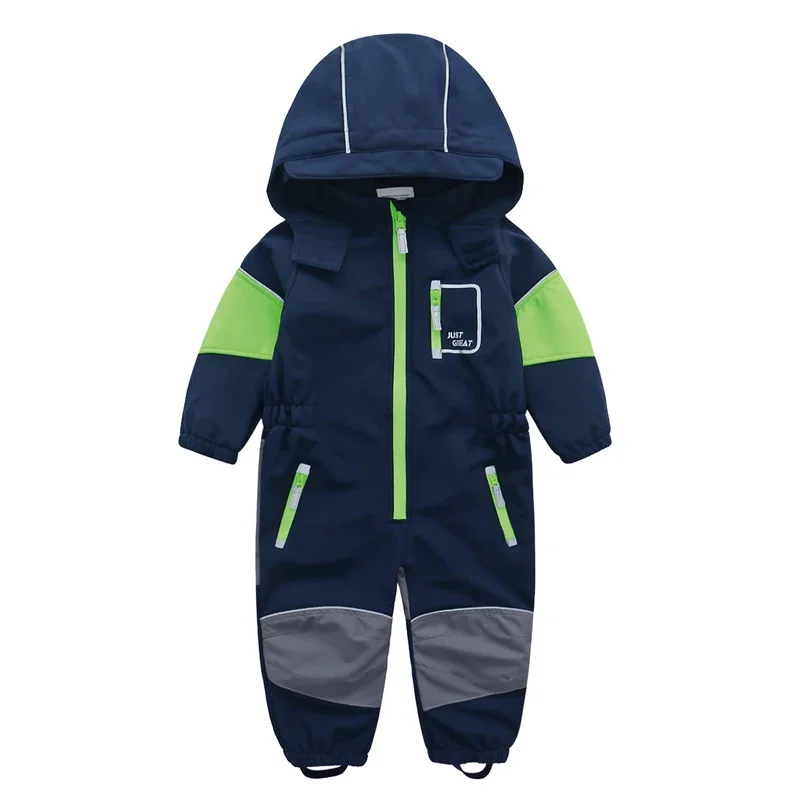 New 3-6t kids Boys Girls jumpsuit waterproof Pu rain pants overall coverall softsehll for children outdoor sportswear