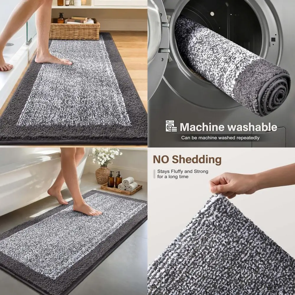

Серый моющийся нескользящий коврик для ванной 24x60, мягкие впитывающие коврики для душа, ванны, домашнего декора