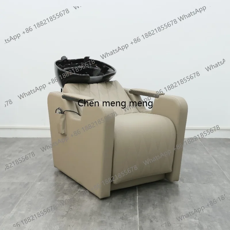 

Leather Shampoo Chair with White Bowl Massage Hair Spa Washing Chair
