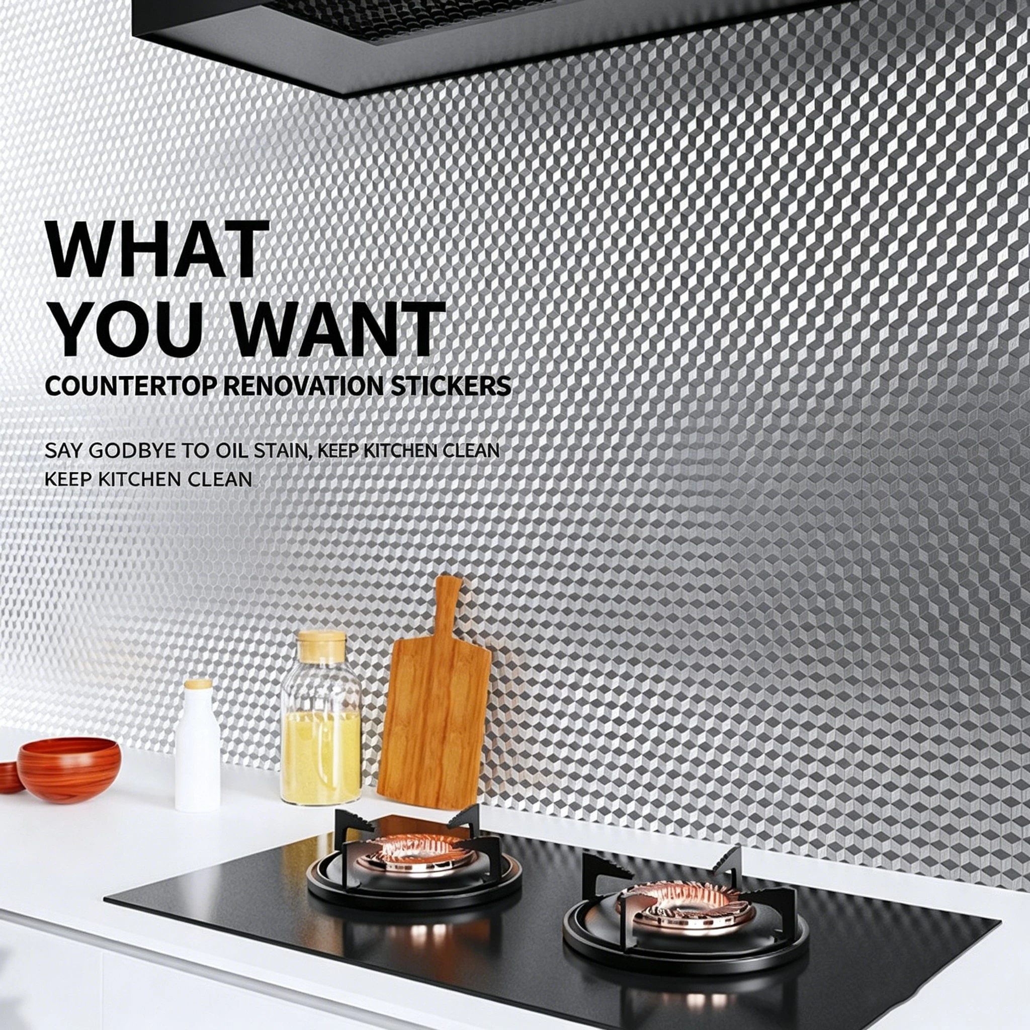 Kitchen Oil-Proof Wall Sticker Thickened Aluminum Foil Stovetop Cabinet Moisture-Proof Home Decoration Self-Adhesive Wallpaper