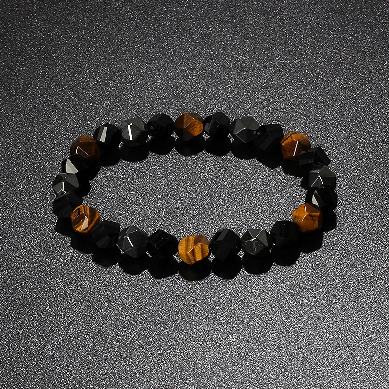 Facted Tiger Eye Obsidian Hematite Bracelets Natural Stone Bead Magnetic Health Protection Bracelet Soul Jewelry Pulsera Hombre