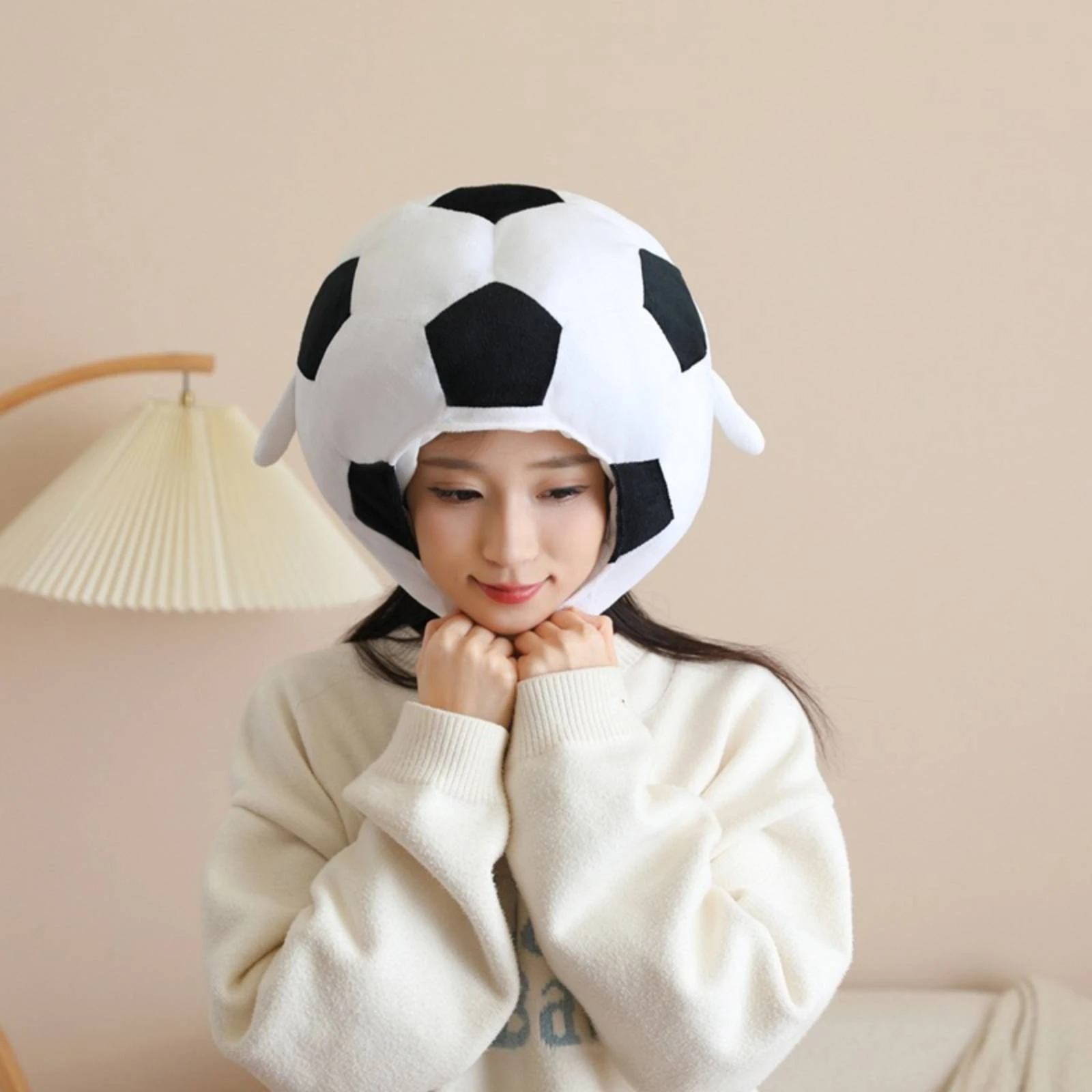 Soccer Ball Head Mask Novelty Cartoon Football Headpiece Soccer Costume Hat Comfortable Character Headwear Lightweight for Party