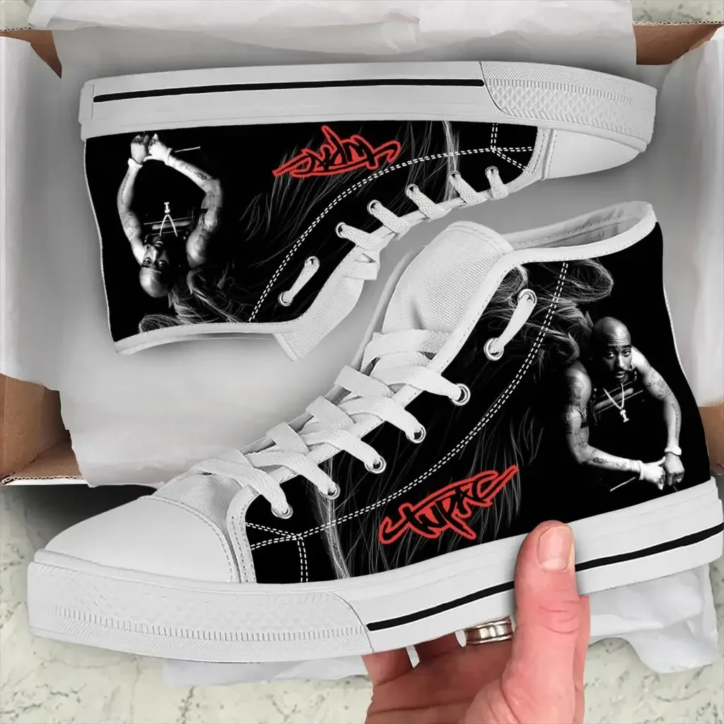 Hot Summer Rap 2pac Tupac All Eyez on Me Arrive Fashion Lightweight High Top Classic Canvas Shoes Men Women Sneakers Board Shoes