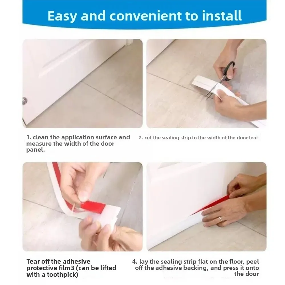 Soft TPE Door Draught Excluder Waterproof Wind Proof Door Bottom Sealing Strip Noise-isolation 100cm Sound Insulation Tape