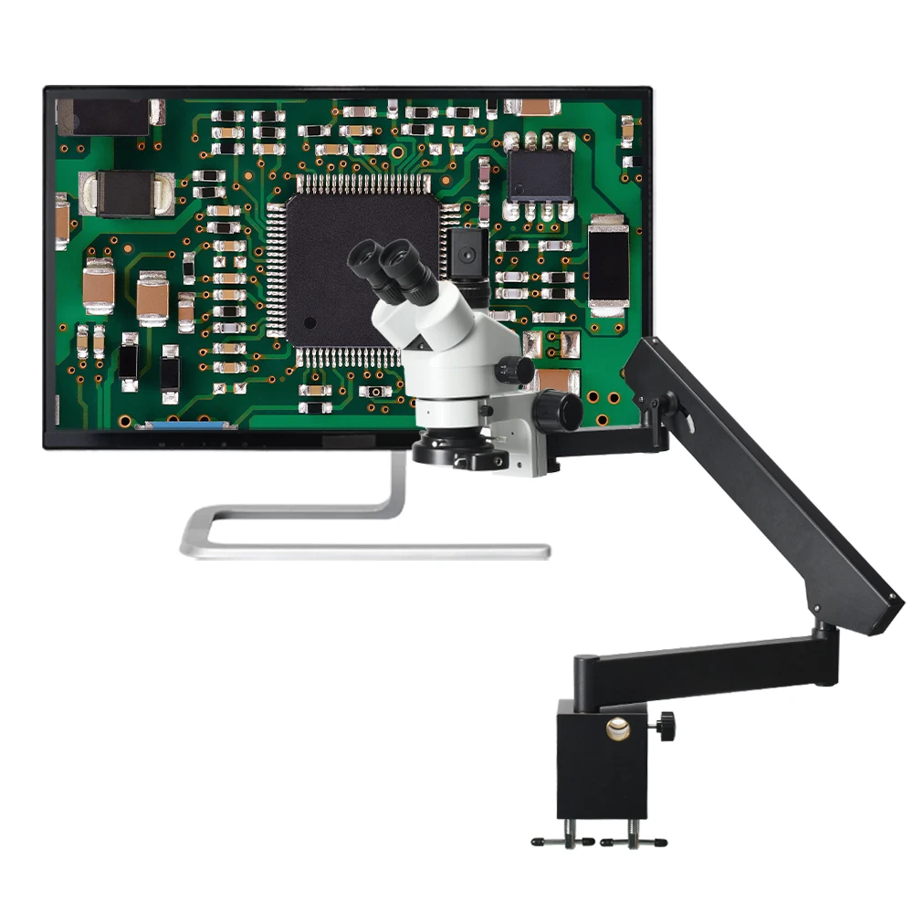 Real Photo 3.5X-45X Microscope 24MP Digital Video Camera Articulating Arm Zoom Stereo Trinocular with Clamp for Dentistry