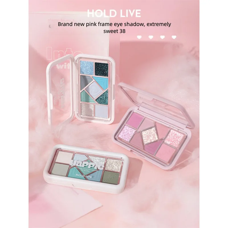 

HOLD LIVE Small Pink Frame Nine-color Palette Music Festival Blue Eyeshadow Devil's Eye Colorful Glass Sugar Paper