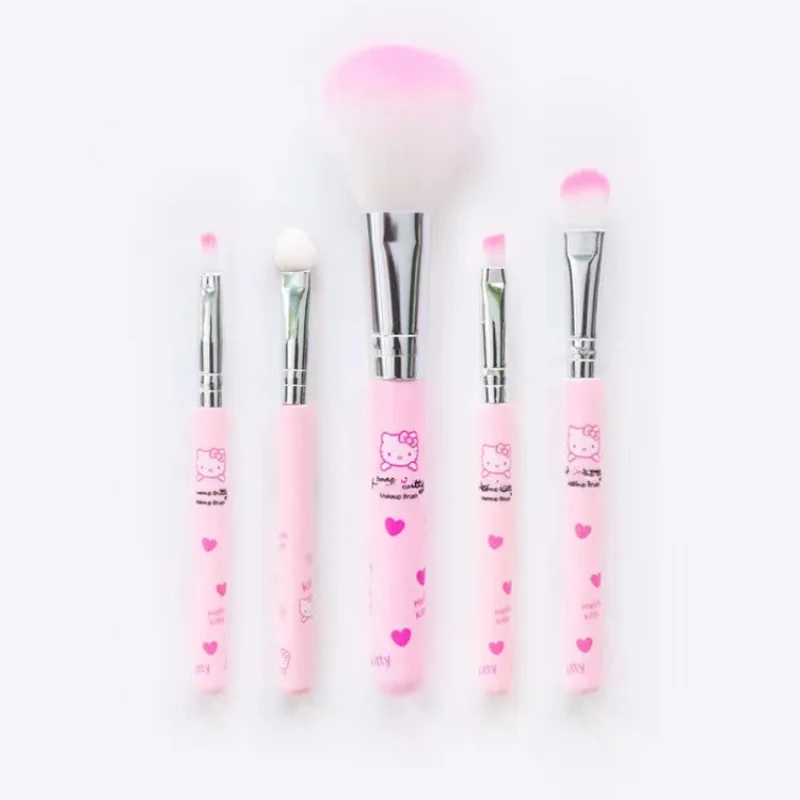 Sanrio Hello Kitty Makeup Brush Set Anime Fashion Jewelry Blush Eyebrow Lip Eyeshadow Brush Beauty Tools Girls Gift with Box