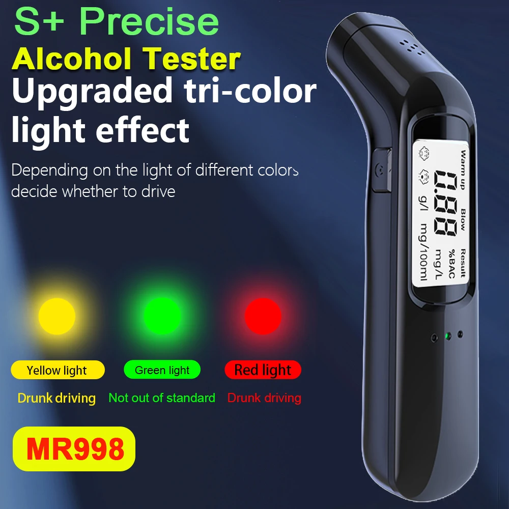 Non-Contact Breath Alcohol Detector Breathalyzer Rechargeable Portable LCD Digital Alcohol Diagnostic Tool Prevent Drunk Driving