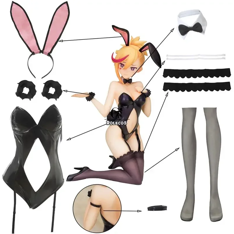 Rolecos Lin cosplay costume sexy bunny jumpsuit cosplay game Muse dash Deo costume black bunny bodysuit women outfit Halloween