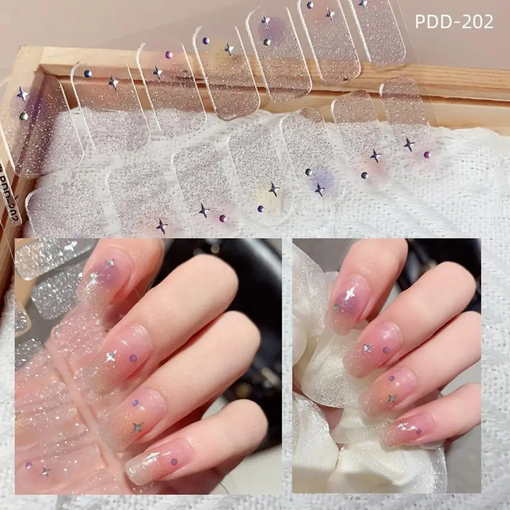 Nail Stickers Semi Cured uñas gel Nail Strip Sticker Nail Gel Waterproof Lamp Gel Cured Decals Wraps Polish Nail G4Q6